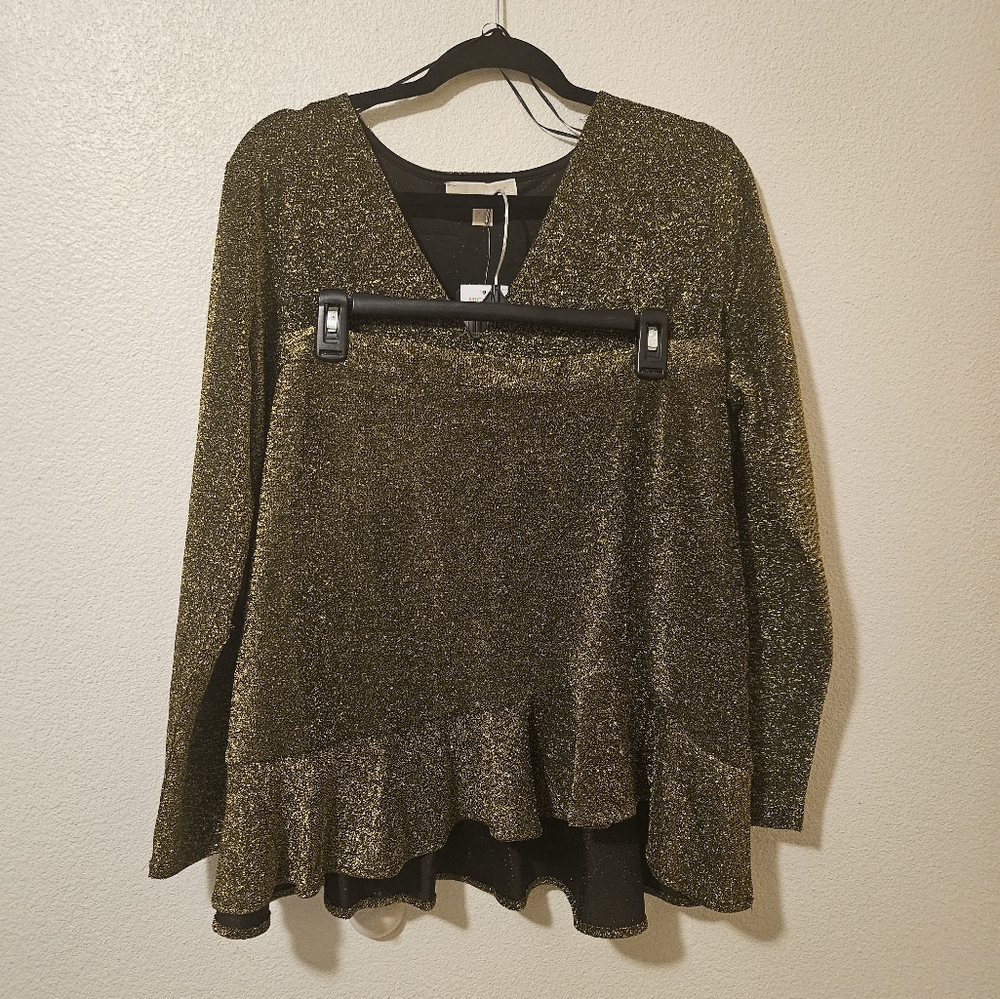 MICHAEL KORS 2 PEICES SKIRT AND BLOUSE GOLD METALLIC
